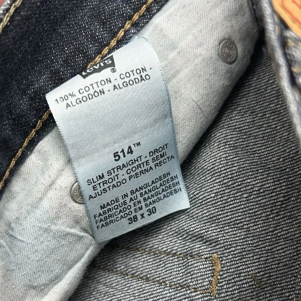 Levis 514 Jeans Men's Size‎ 38x30 Blue Denim Slim Straight Leg EUC
